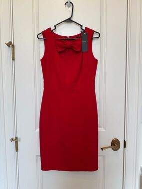 Chetta B Red Sleeveless Midi Dress with Bow Back